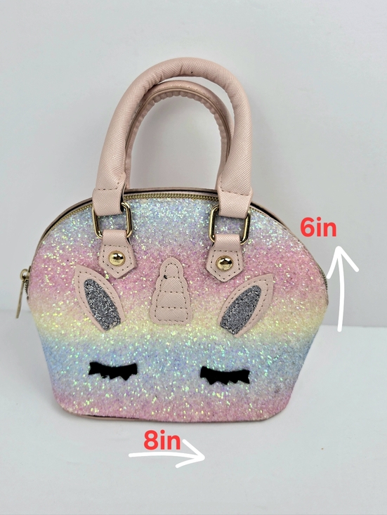 The Unbranded Brand Other - Girls Unicorn Glitter Handbag Kids Purse Small Pink Rainbow Bag 8in Cute